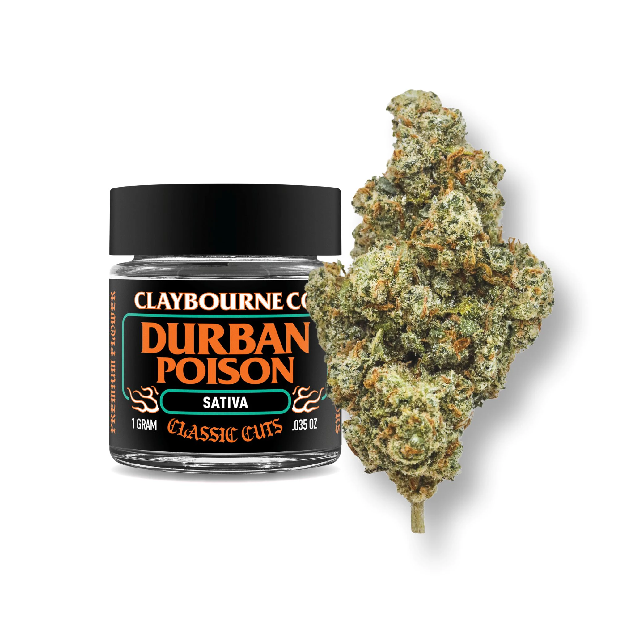 Claybourne Co. - Claybourne Co | Classic Cuts | Durban Poison | Sativa | Large Indoor Flower | 3.5g Main Image