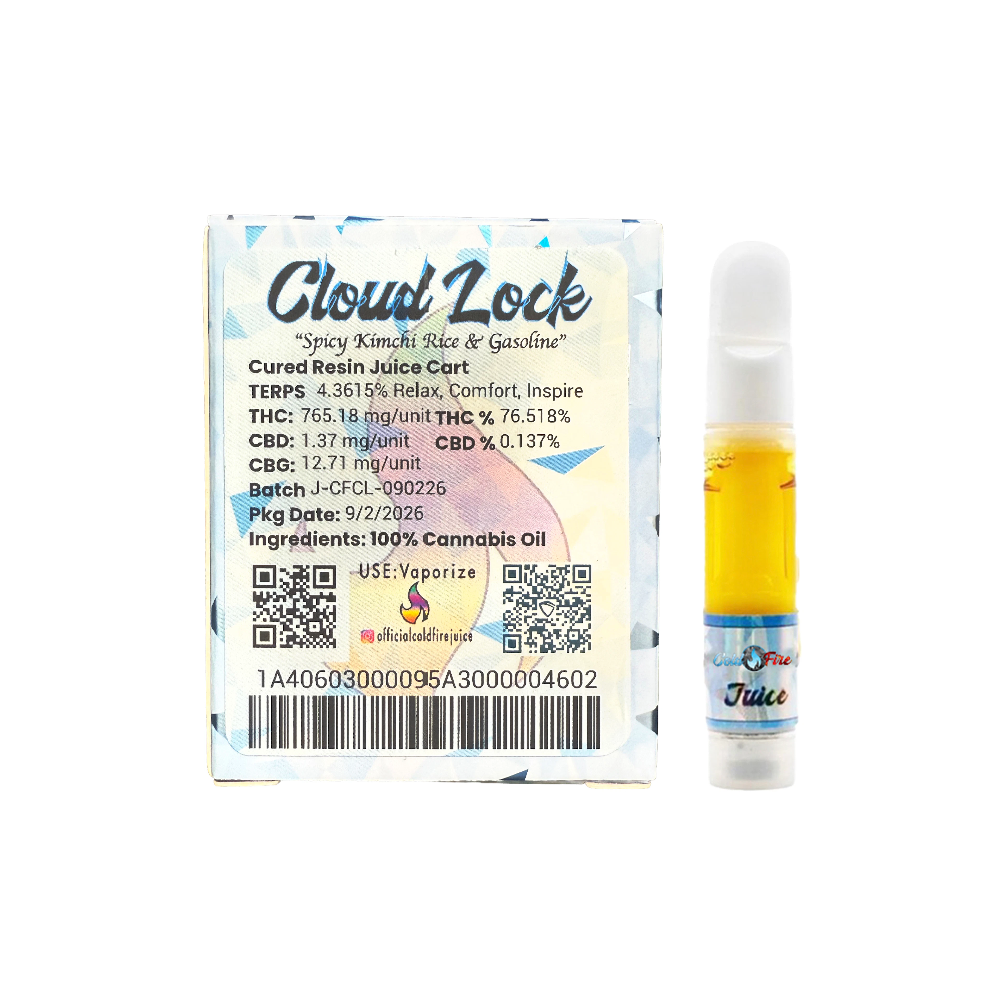 ColdFire 'Cloud Lock' Cured Resin Juice Cartridge 1.0g