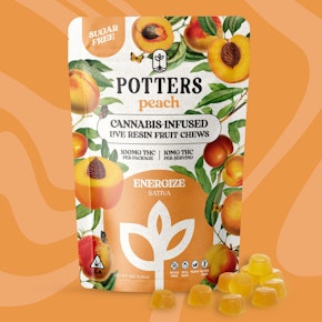 Potters | Sugar Free Fruit Chews | Live Resin | Peach | 100mg