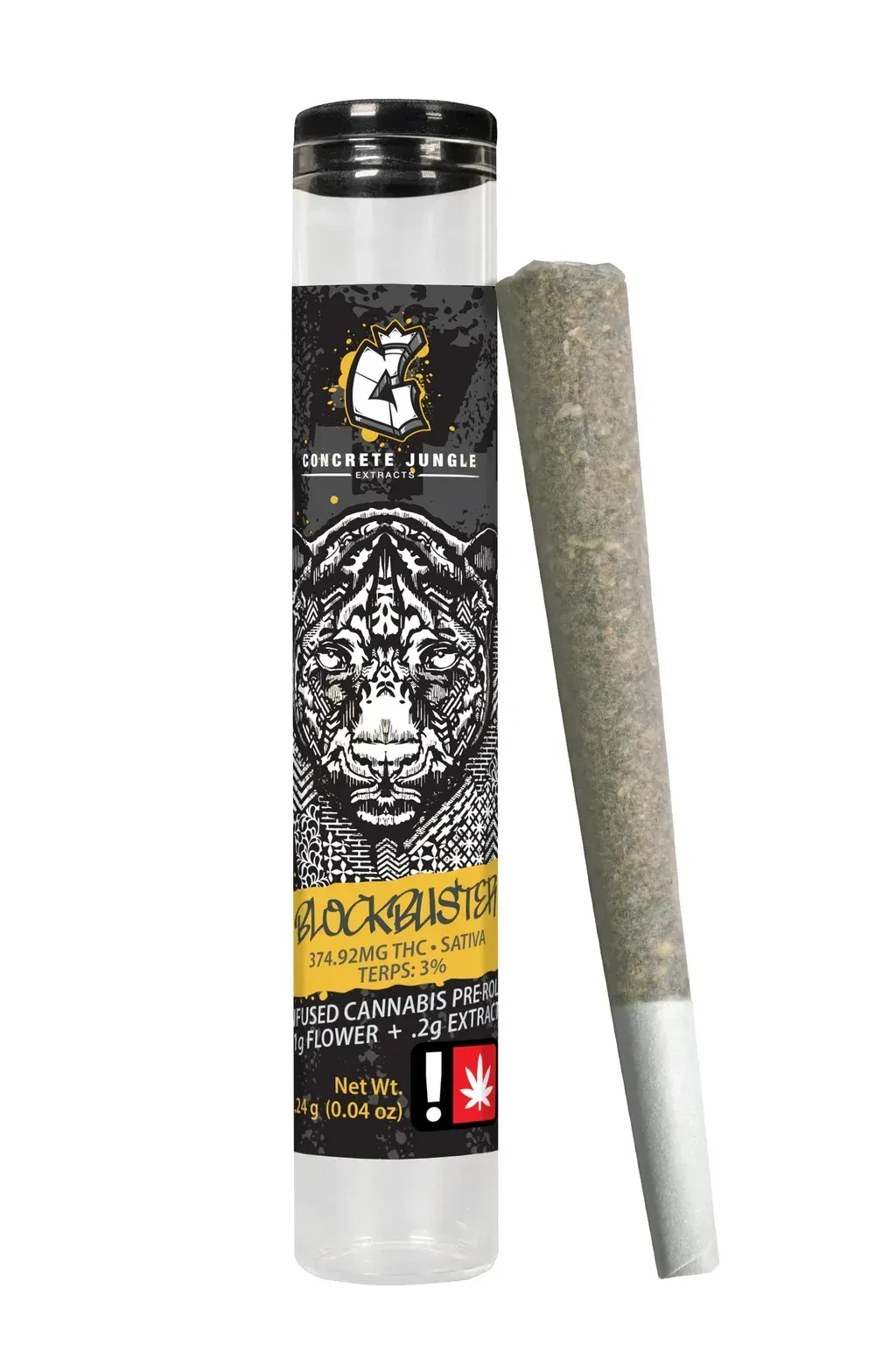 CONCRETE JUNGLE - Afghani Kush x Green Dragon x Sundae Driver, Infused Pre-Roll, 1.44g Main Image