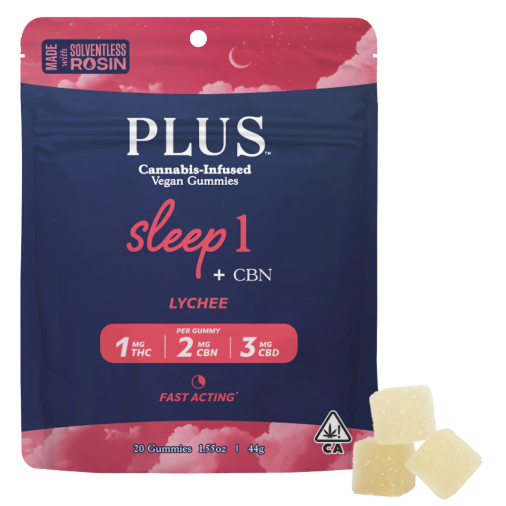 Plus - Plus - Lychee - 1:2:3 THC:CBN:CBD - Sleep Gummy - 20pk Main Image