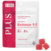 Plus - Raspberry - 1:1 THC:CBD - Gummy - 20pk - 100mg