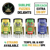 Fuzzies Delights: Lemon Diesel Infused Mini Pre Rolls 5 Pk Special B1G1