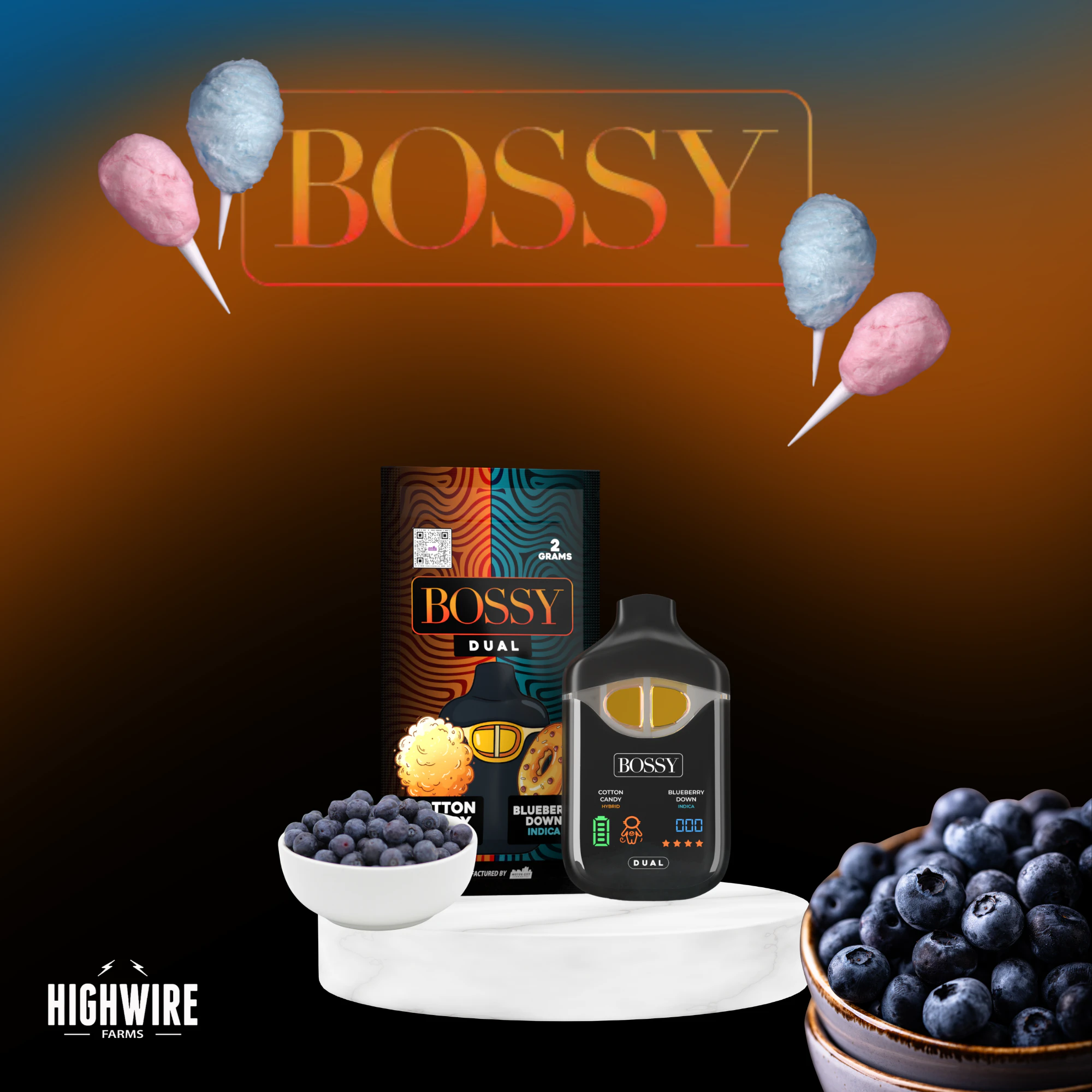 Bossy - Bossy Dual Chamber Disposable Cotton Candy X Blueberry Down 2g Main Image