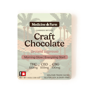 THE MEDICINE FARM - Craft Chocolate Bar w/ Ground Espresso | 300mg 1:1:1 (THC:CBD:CBG)