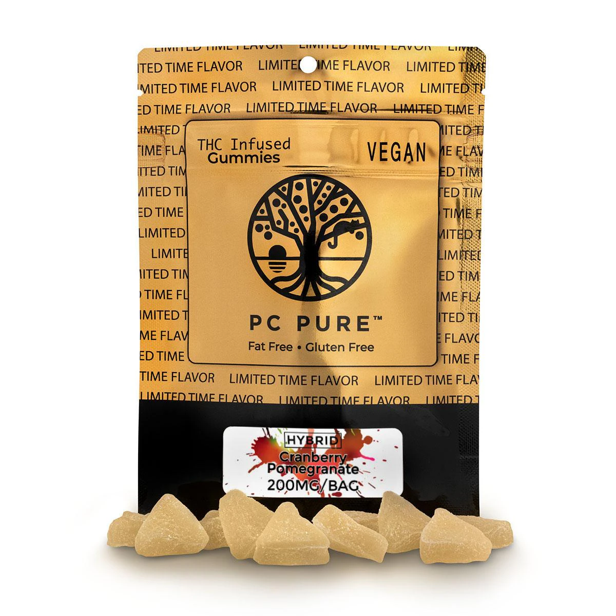 PC PURE - Cranberry Pomegranate 200mg Gummies (10x20mg) - PC PURE Main Image