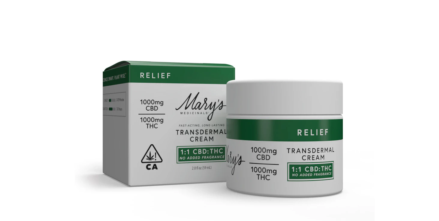Mary's Medicinals™ - Mary's Medicinals - 2oz 1000mg CBD:1000mg THC - Relief No Added Fragrance Main Image