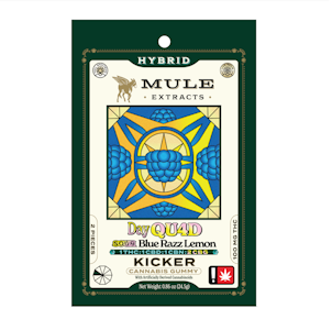 MULE EXTRACTS - Sour Blue Razz Lemon "Day QU4D Kicker" Gummies | 2pc 500mg 1:1:1:2 (THC:CBD:CBN:CBG) (Live Resin)