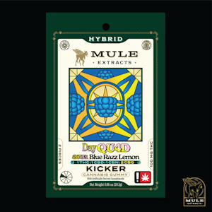 MULE EXTRACTS - Mule | Blue Razz Lemon | 100mg 1:1:1:2 THC:CBD:CBN:CBG Single Gummy Day QU4D