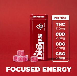 DROPS - Drops 1:1:1 CBG Cranberry Gummies 20ct