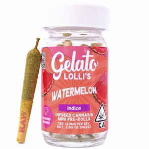 Gelato - Watermelon Lolli's 3g 5 Pack Diamond Infused Pre-Rolls - Gelato