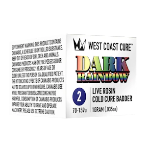 WEST COAST CURE - Dark Rainbow (H) | 1g Tier 2 Live Rosin Cold Cure Badder | West Coast Cure