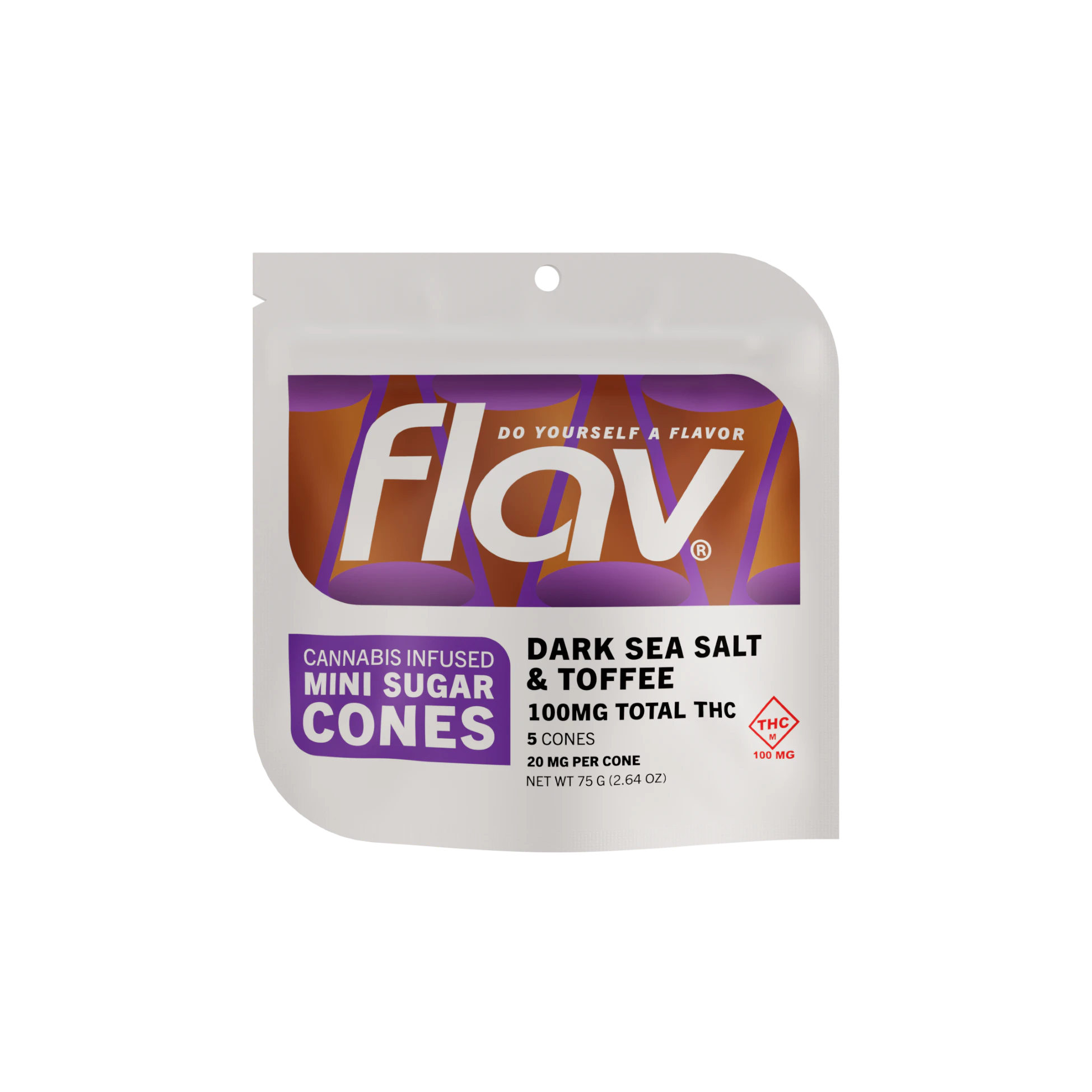 Flav - FLAV - DARK SEA SALT AND TOFFEE MINI SUGAR CONES 100 MG Main Image