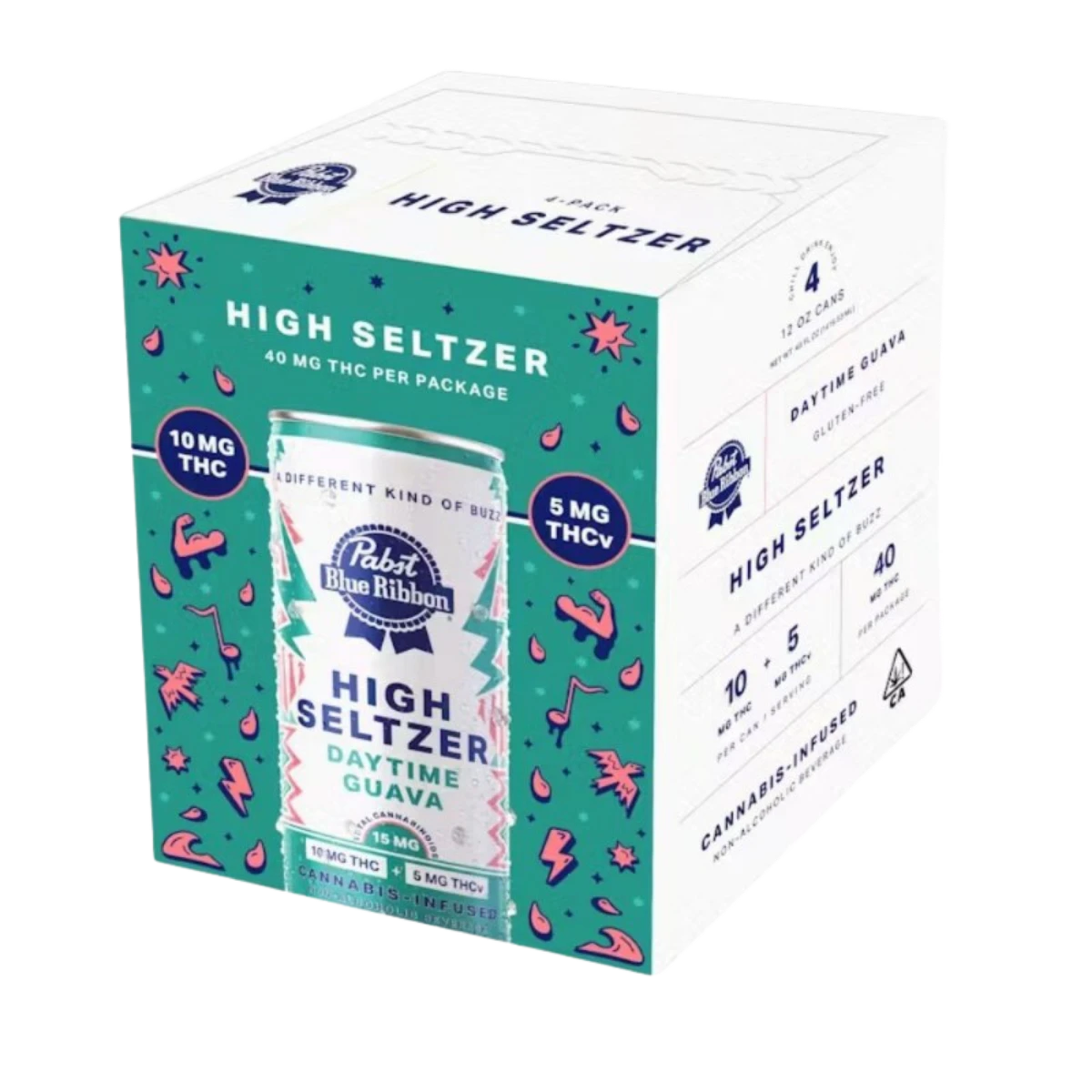 Pabst Labs - Daytime Guava | High Seltzer 12oz (4pk) 10mg THC + 5mg THCv | Pabst Labs Main Image