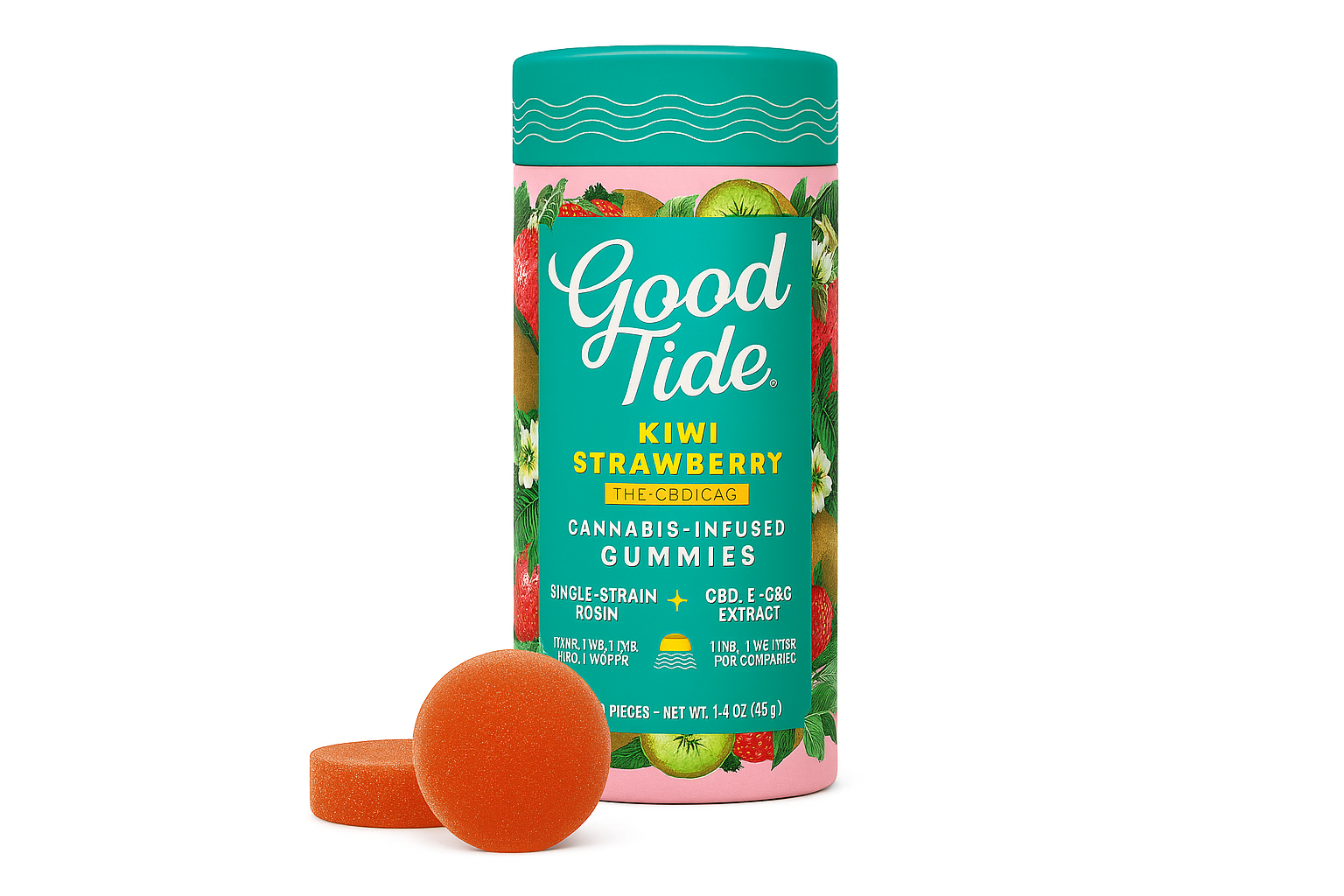 Kiwi Strawberry (Refreshing) 1:1:1 (THC:CBD:CBG) - 100mg Edible
