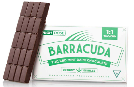 Detroit Edibles -  Barracuda Bar, 1:1 THC:CBD- Mint Dark Chocolate