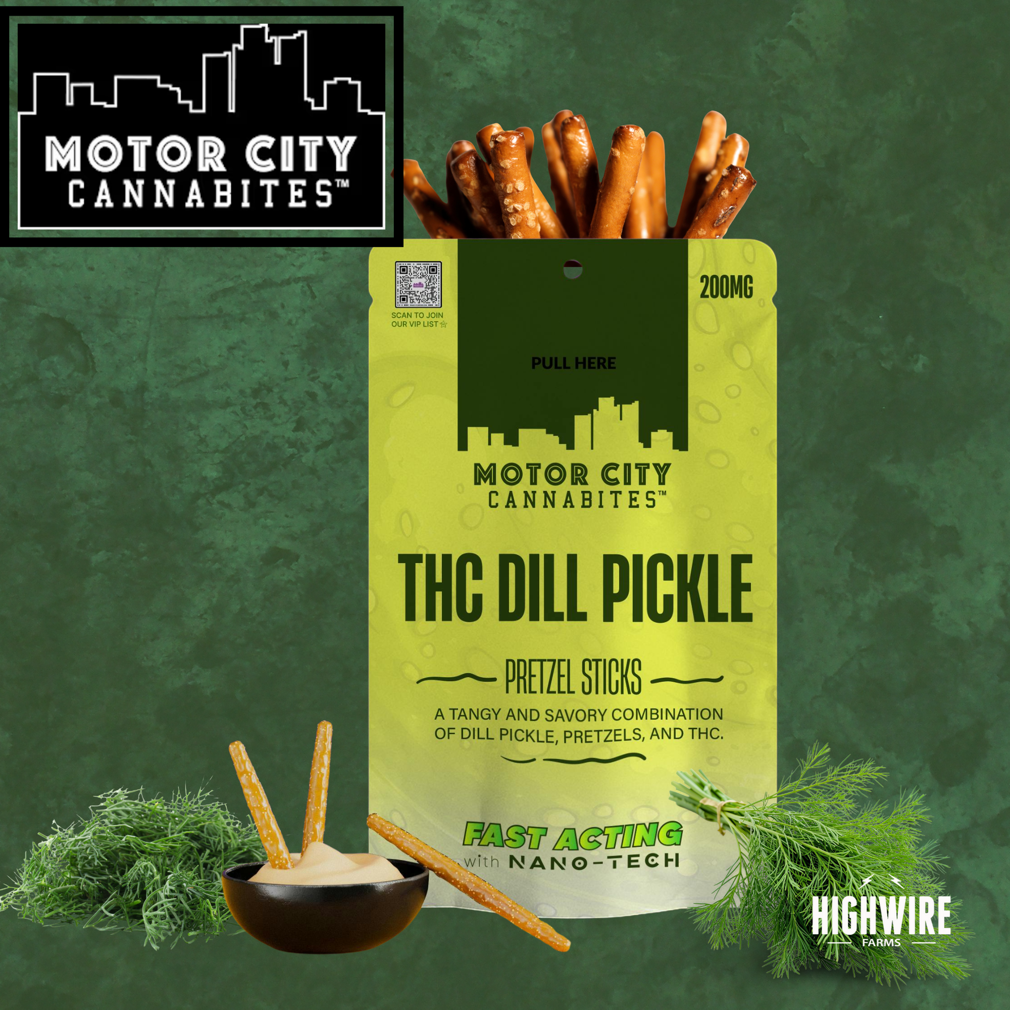 Motor City Cannabites Dill Pickle Pretzel 200mg - Highwir