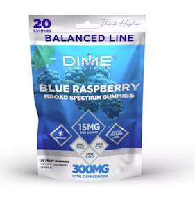 DIME INDUSTRIES - Dime Industries | Blue Raspberry 1:1:1 | Balanced Line | CBG:CBD:THC | Fruit Gummies | 10pk | 100mg