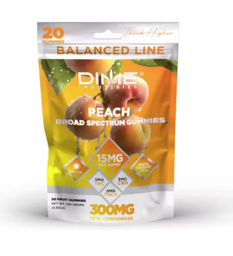 Dime Industries - Dime Industries | Peach | THCV:CBD:THC | Fruit Gummies | 10pk | 100mg Main Image