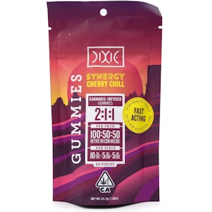DIXIE - Synergy Cherry Chill 2:1:1 THC:CBN:CBD 200mg 10 Pack Gummies - Dixie