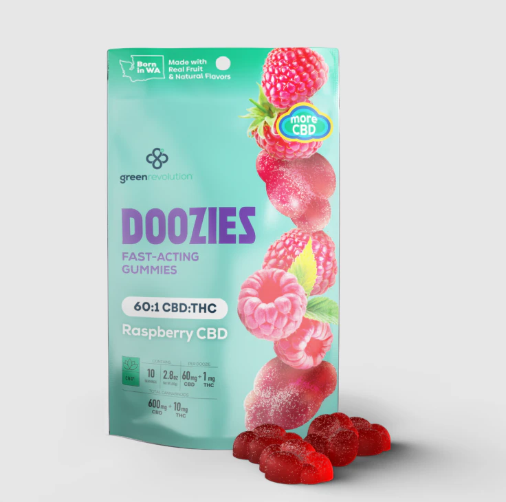 DOOZIES - Raspberry Gummies 60|1 CBD|THC 10pk Main Image