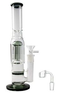 Yellow Bird Wholesale - 10" Double Perk Straight Tube Bong