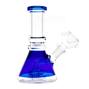 Nexus - Double Ring Mini Beaker Blue Water Pipe 5in Long 14mm Bowl
