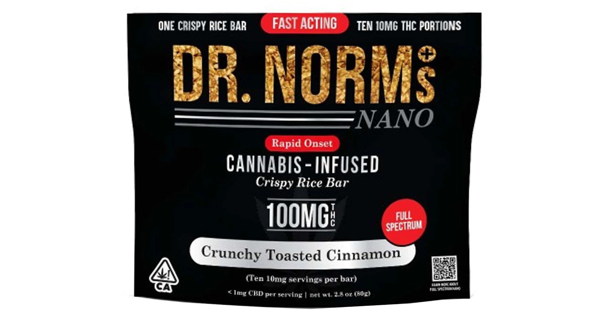 Dr. Norm's - Dr. Norm's - Crunchy Toasted Cinnamon NANO Rice Crispy Bar - 100mg Main Image