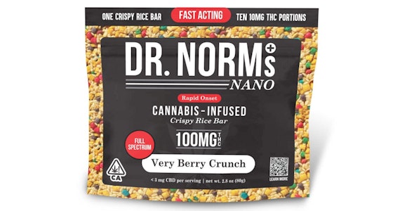 DR. NORM'S - Dr. Norm's - Very Berry Crunch NANO Rice Crispy Bar - 100mg