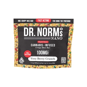 DR. NORM'S - NANO - VERY BERRY CRUNCH RICE KRISPY BAR 100MG - DR. NORMS