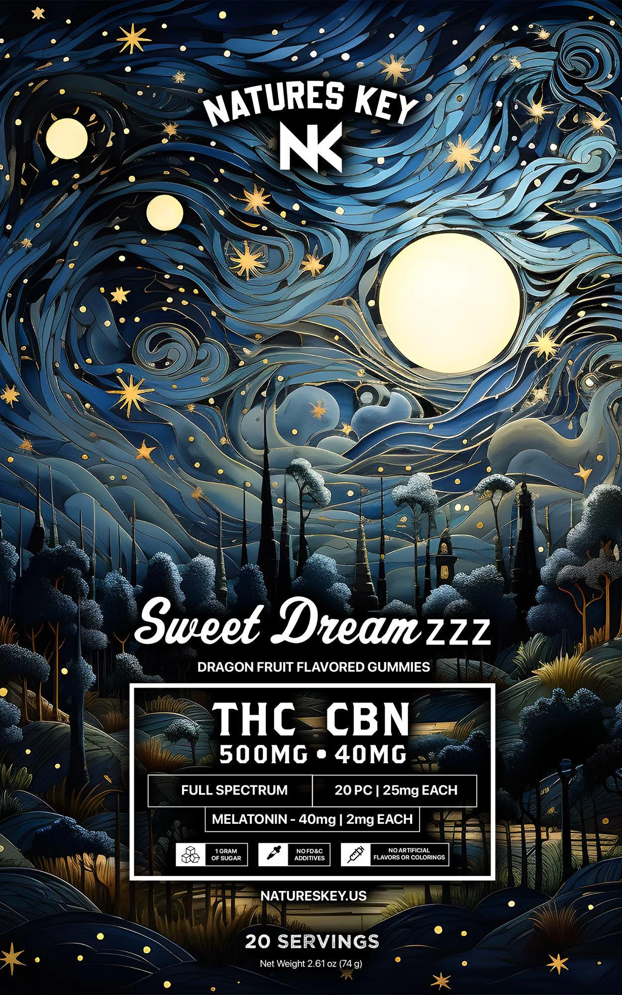 Nature's Key - Dragonfruit Sweet Dreamzzz (500mg) Vegan Gummies (I) Main Image