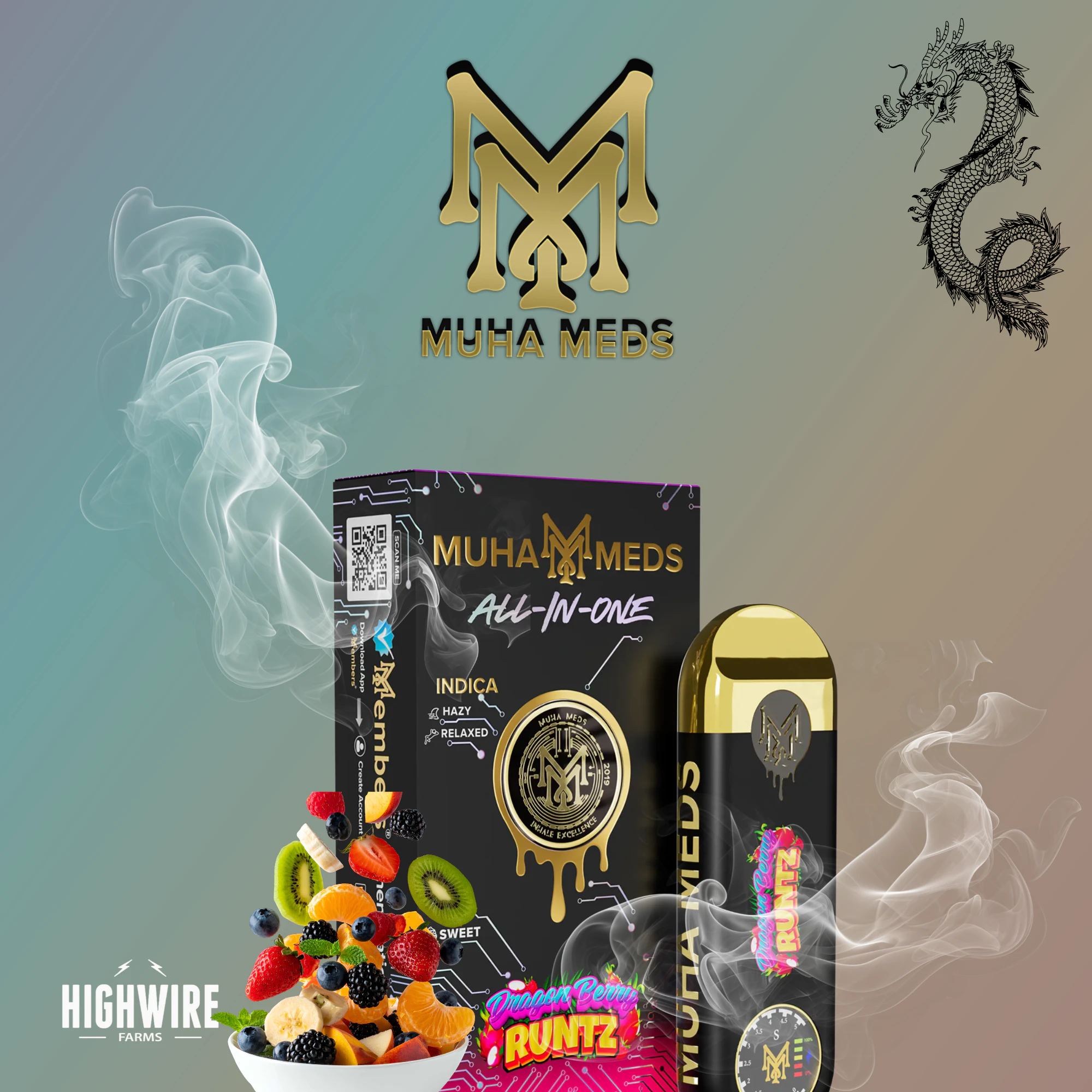 Distro 10 - Muha Meds Dragon Berry Runtz Disposable 2g Main Image