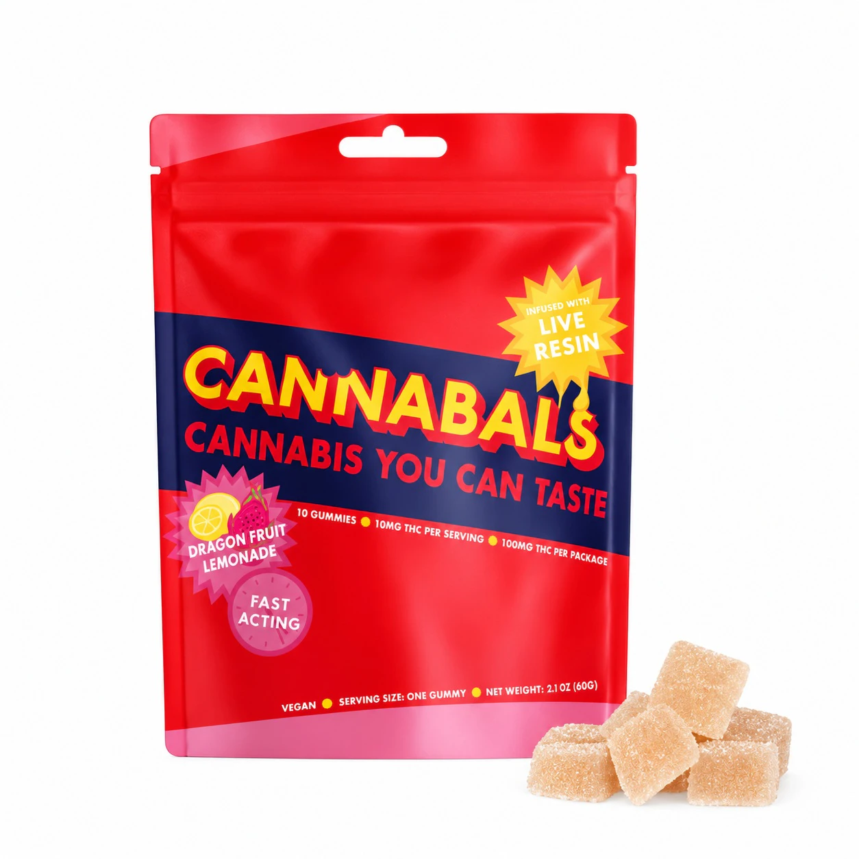 Cannabals - Dragonfruit Lemonade | Live Resin Gummies | 100mg/10 Pieces | Cannabals Main Image