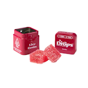 Drops - Raspberry - High Dose 2PK - VEGAN Cannabis Jellies w/ THC Bomb Live Rosin - Rosy - 2:1 THC:CBD - 100/50mg