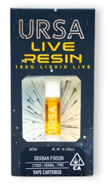 URSA Extracts - URSA 1g Durban Poison Live Resin Cartridge Main Image
