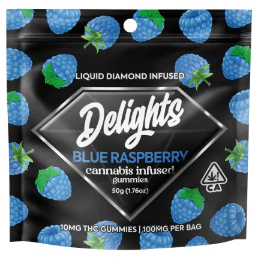 Delights Gummies - DELIGHTS GUMMIES: Blue Raspberry Liquid Diamond Infused Gummies (H) Main Image
