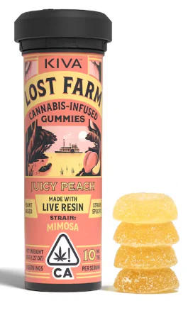 Kiva: Lost Farm - KIVA: Lost Farms Juicy Peach "Mimosa" Live Resin Gummies 10-Piece/100mg (S) Main Image