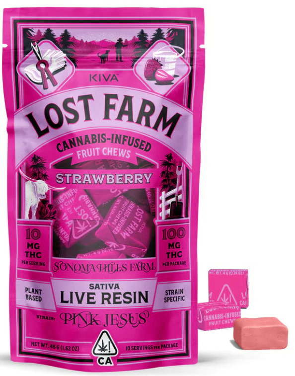 Kiva: Lost Farm - KIVA: Lost Farm Chews Strawberry Pink Jesus 10-Piece/100mg (S) Main Image