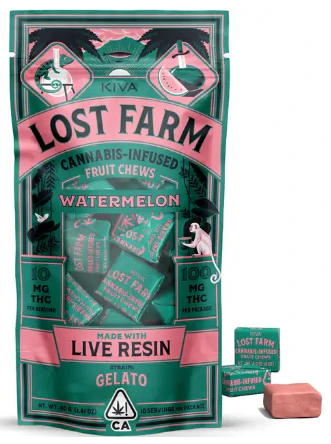 Kiva: Lost Farm - KIVA: Lost Farms Chews Watermelon "Gelato" Live Resin 10-Piece/100mg (H) Main Image