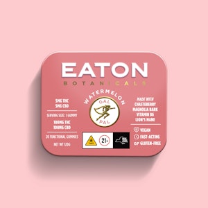 EATON BOTANICALS - Eaton Botanicals - Watermelon - Gal Pal - 1:1 - THC:CBD - 100mg - Edible