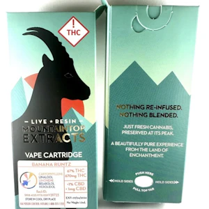 Mountain Top Extracts - Mountain Top Extracts - Banana Runtz - Live Resin - Vape Cartridge - 1G
