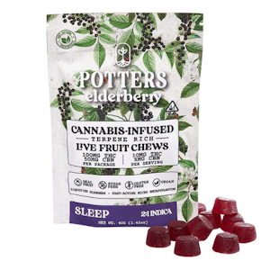 Potters - Potters - 10ct. 100mg CBN:100mg THC:100mg CBD Live Resin Fruit Chews (Sleep) - Boysenberry