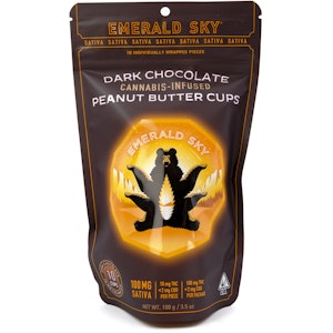 Emerald Sky - Dark Chocolate Peanut Butter Cups Sativa 100mg 10 Pack - Emerald Sky