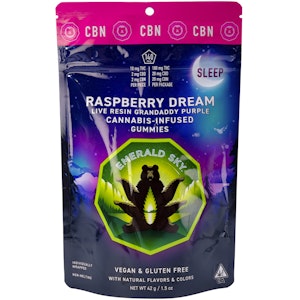 Emerald Sky - Raspberry Dream Sleep 10:2:2 140mg 10 Pack Live Resin Gummies - Emerald Sky