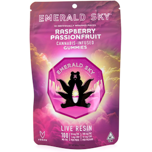 Emerald Sky - Raspberry Passionfruit 110mg 10 Pack Live Resin Gummies - Emerald Sky