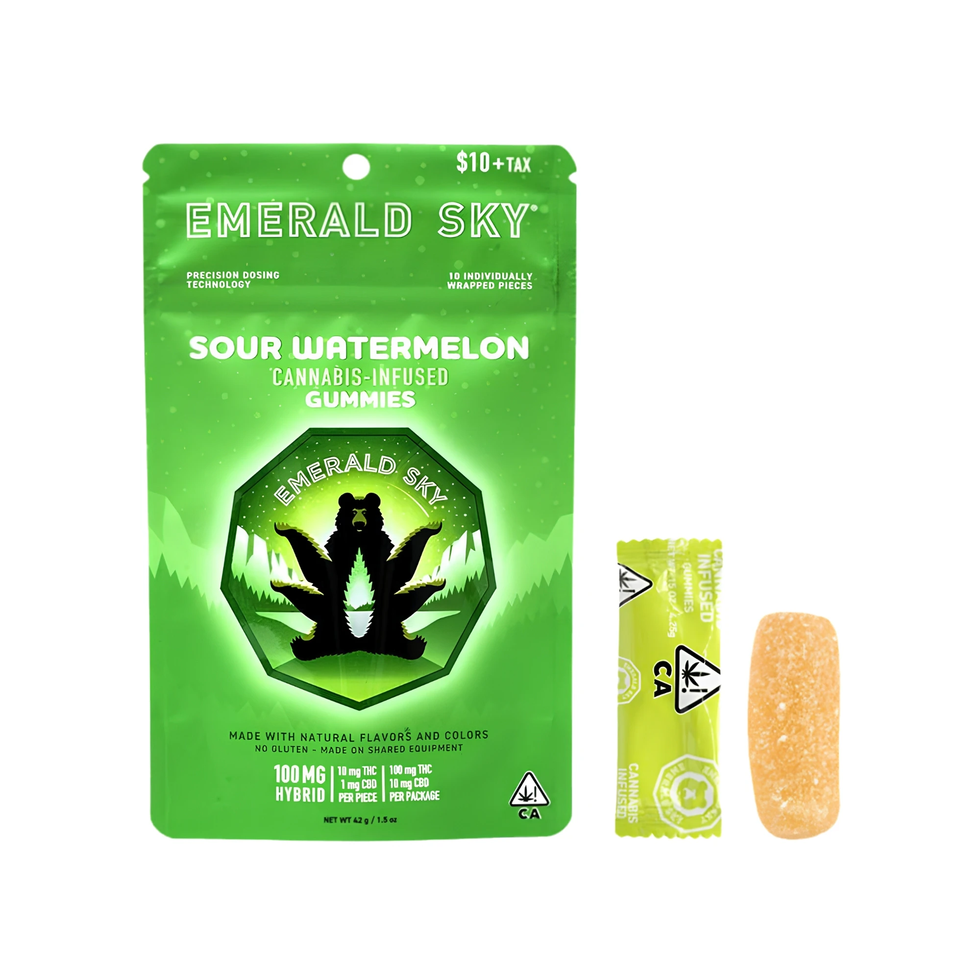 Emerald Sky - Emerald Sky | Sour Watermelon | Gummies | [100mg] 10pk | Hybrid Main Image