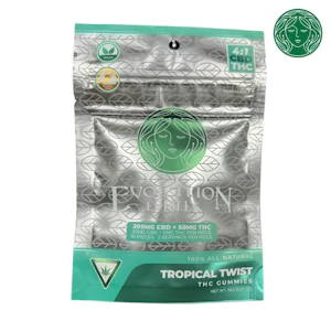 Evolution Entourage - Evolution-Entourage-Tropical Twist-4:1CBD THC-10 Pieces-200mg CBD-50mg-Vegan-Gluten Free
