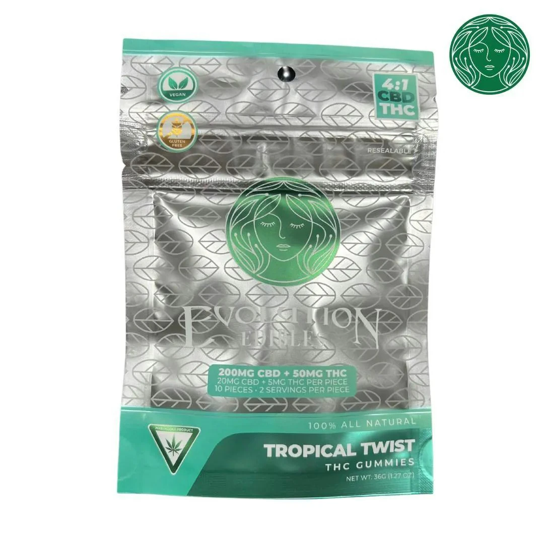 Evolution Entourage - Evolution-Entourage-Tropical Twist-4:1CBD THC-10 Pieces-200mg CBD-50mg-Vegan-Gluten Free Main Image