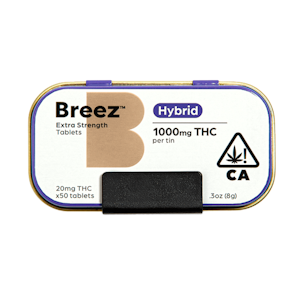 BREEZ - Extra Strength Hybrid Tablet Tin | 50pk 20mg THC | Breez
