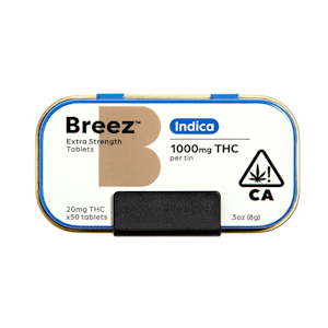 BREEZ - Extra Strength Indica Tablet Tin | 50pk 20mg THC | Breez
